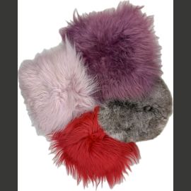 TARJOUS -20%: Taljaistuinpäällinen Islanninlammasta erilaisia punaisia värejä ja tumma beige - taube